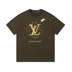 Premium Louis Vuitton Kurzarm-Kollektion aus braunem Leinen