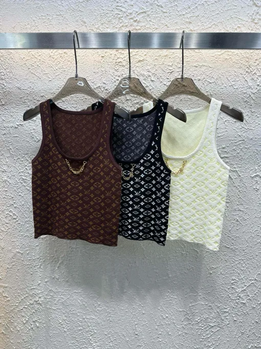 Meistverkaufte Louis Vuitton Weste Braun Strick Jacquard Luxus