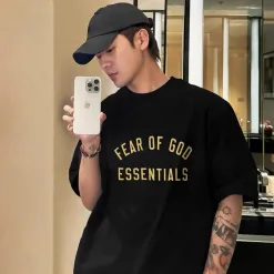 Bestseller Fear Of God Kurzarm Schwarz Baumwolle Print Luxus