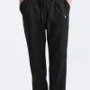 Premium Ralph Lauren Hose Schwarze Leinen-Kollektion mit Stickerei