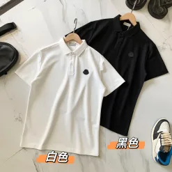 Premium Qualität Moncler Kurzarm Schwarz Leder Logo Luxus