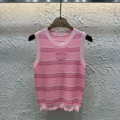 Bestseller Chanel Weste Pink Strick Bestickter Stil