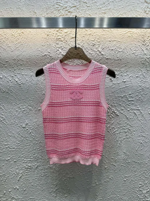 Bestseller Chanel Weste Pink Strick Bestickter Stil