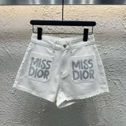 Hochwertige Dior Shorts im weißen Denim-Waschungsstil