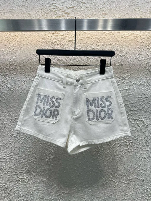Hochwertige Dior Shorts im weißen Denim-Waschungsstil