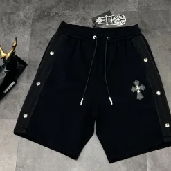 Premium Qualität Chrome Hearts Shorts Silber Leder Bestickt Luxus