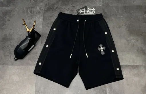 Premium Qualität Chrome Hearts Shorts Silber Leder Bestickt Luxus