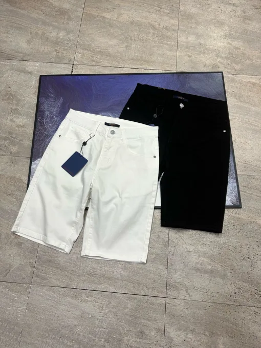 Premium Louis Vuitton Shorts Schwarzes Leder Washed Collection