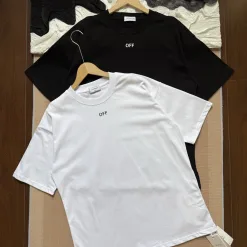 Premium Qualität Off-White Kurzarm Weiß Baumwolle Übergroß Luxus