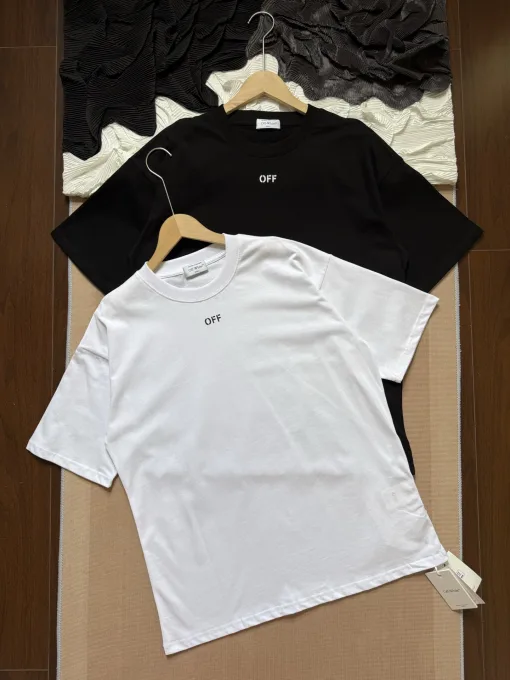 Premium Qualität Off-White Kurzarm Weiß Baumwolle Übergroß Luxus