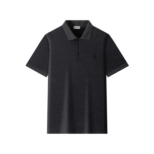 Hochwertiges Saint Laurent Kurzarm Grau Besticktes Luxus