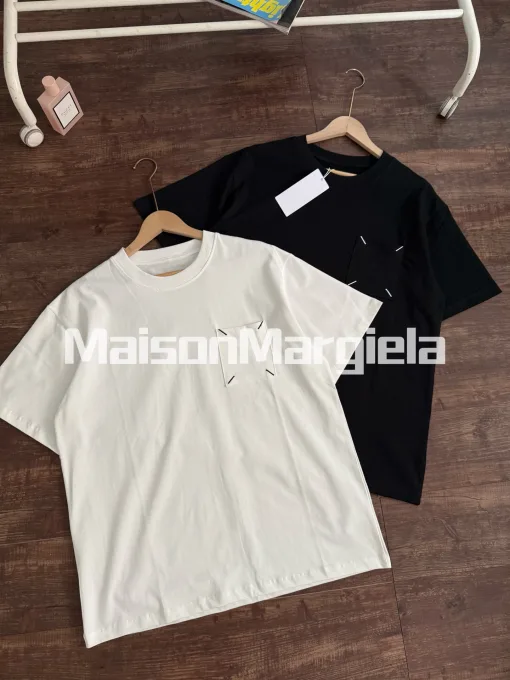 Bestseller Margiela Kurzarm Schwarz Baumwolle Bestickt Stil
