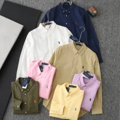 Premium Ralph Lauren Langarmshirt aus weißem Leinen mit Stickerei