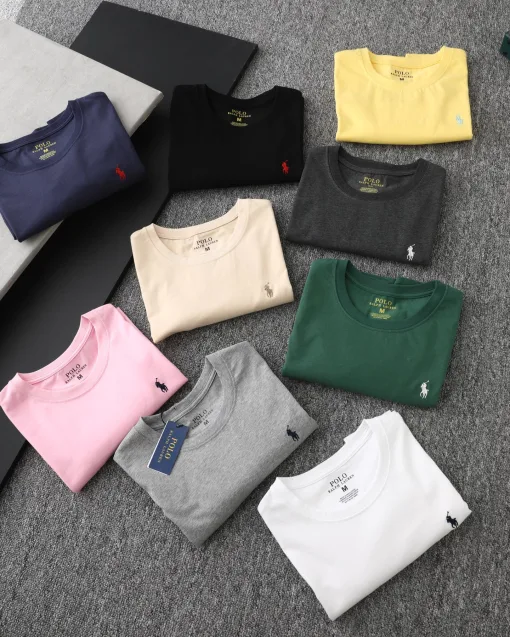 Luxus Ralph Lauren Kurzarm-T-Shirt aus weißer Baumwolle im klassischen Stil