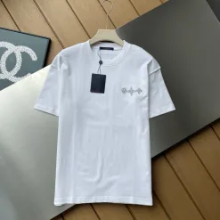 Bestseller Louis Vuitton Kurzarm Schwarz Baumwolle Logo Stil