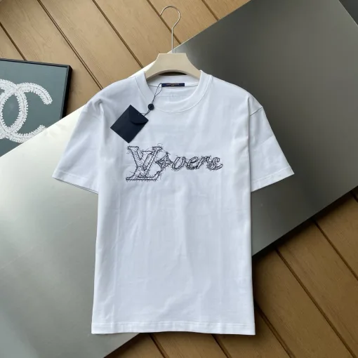 Hochwertige Louis Vuitton Kurzarm-Logo-Kollektion aus schwarzer Baumwolle