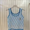 Hochwertige Fendi Weste Blau Strick Monogramm Luxus