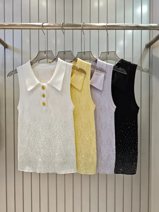 Hochwertige Gucci Weste Gold Strick Jacquard Kollektion