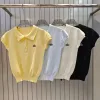 Premium Alo Kurzarm Gelb Strick Bestickte Kollektion
