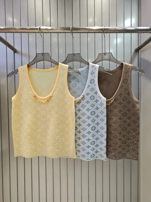 Luxus Louis Vuitton Weste Gelb Strick Jacquard Kollektion