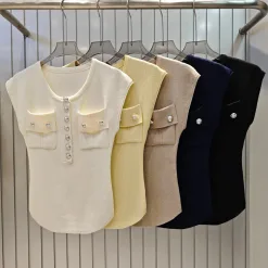 Premium Balmain Weste im gelben Strickstil