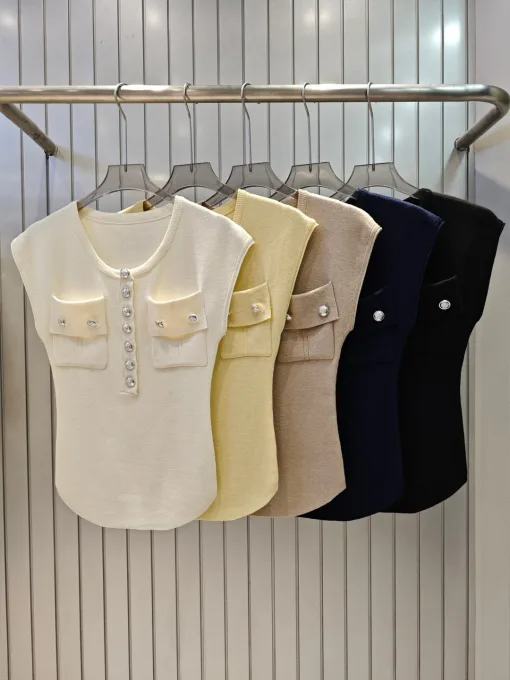 Premium Balmain Weste im gelben Strickstil