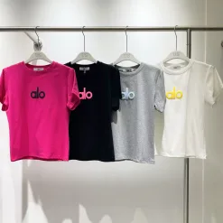 Hochwertiges Alo Kurzarm Schwarz Print Luxus
