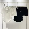 Premium Qualität Alo Kurzarm Schwarz Bestickter Stil