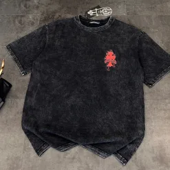 Bestseller Chrome Hearts Kurzarmhemd Rot Baumwolle Atmungsaktiv Kollektion