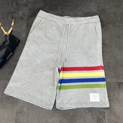 Meistverkaufte Thom Browne Hemd Regenbogen Baumwolle Atmungsaktiv Luxus