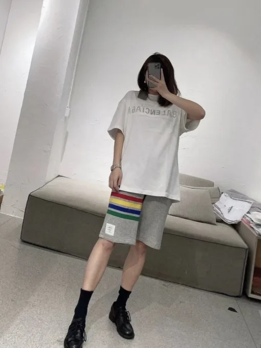 Bestseller Thom Browne Shirt Regenbogen Baumwolle Atmungsaktiv Stil