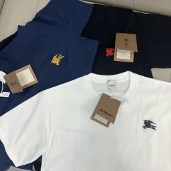 Premium Qualität Burberry Kurzarm Rot Bestickt Luxus