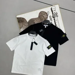 Bestseller Stone Island Kurzarm Schwarz Stickerei Luxus