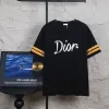 Hochwertiger Dior Kurzarmpullover aus schwarzer Baumwolle im Monogramm-Stil