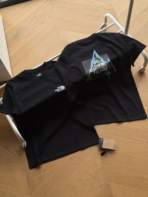 Luxus The North Face Kurzarm Schwarz Baumwolle Print Style