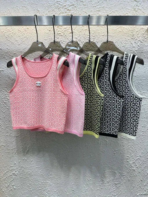 Luxus Chanel Weste Pink Strick Jacquard Stil
