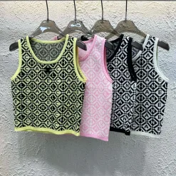 Premium Chanel Weste Gelber Strick Jacquard Stil