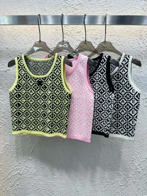 Premium Chanel Weste Gelber Strick Jacquard Stil