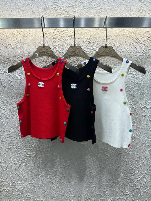 Chanel Weste in Premiumqualität, Rot, Strick, Luxus