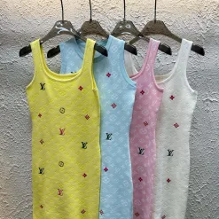 Hochwertige Louis Vuitton Weste Gelbe Strick-Stickerei-Kollektion