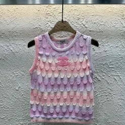 Chanel Weste in Premiumqualität, rosa Strick, bestickt, Luxus