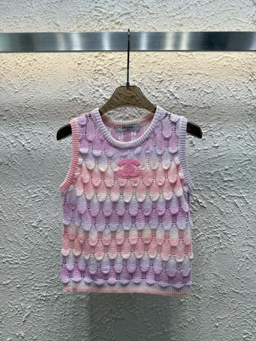Chanel Weste in Premiumqualität, rosa Strick, bestickt, Luxus