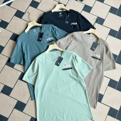 Premium Fila Kurzarm Schwarz Seide Atmungsaktiv Stil