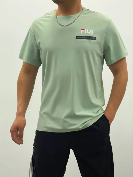 Bestseller Fila Kurzarm-Kollektion aus schwarzer Seide mit atmungsaktivem Material