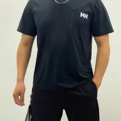 Premium Helly Hansen Kurzarmhemd aus schwarzem Nylon, klassische Kollektion