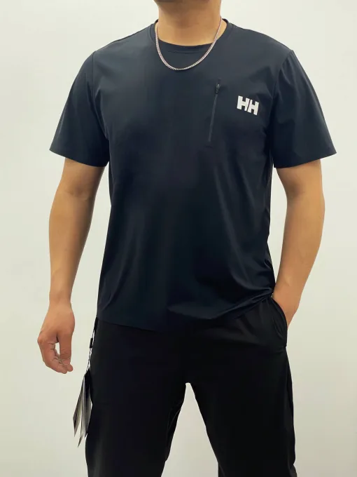 Premium Helly Hansen Kurzarmhemd aus schwarzem Nylon, klassische Kollektion