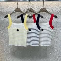 Hochwertige Hosenträger aus der Chanel-Kollektion mit gelben Strickstreifen