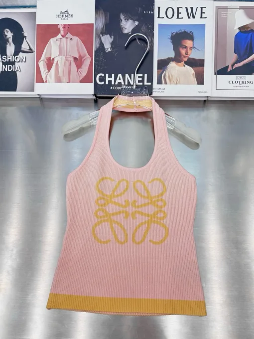 Luxus Loewe Weste Pink Logo Luxus