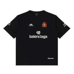 Hochwertige Balenciaga Kurzarm Schwarz Baumwolle Bestickt Luxus