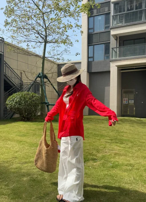 Luxus-Hemd von Ralph Lauren in Rot mit Stickerei